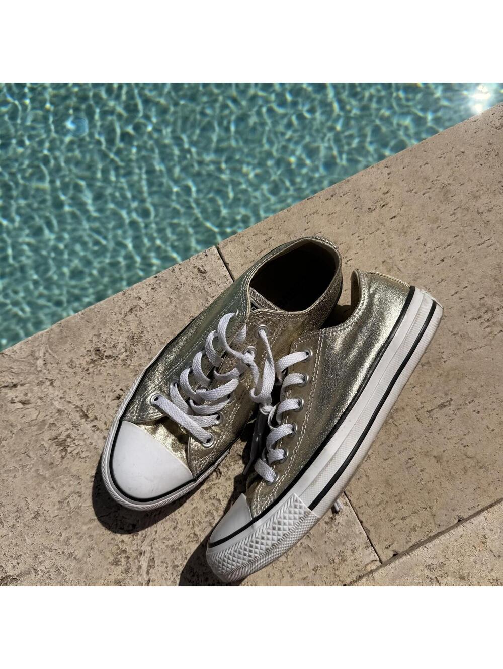 Converse Metallic Gold Low Top Sneakers Size 7 - Picture 5 of 5
